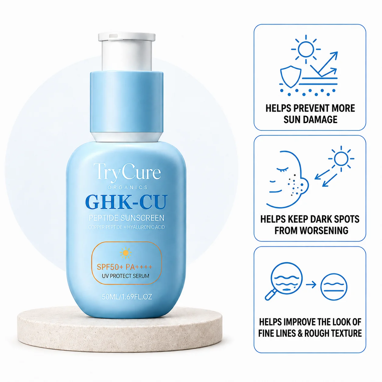 TryCure® Korean GHK-CU Peptide Sunscreen SPF50+
