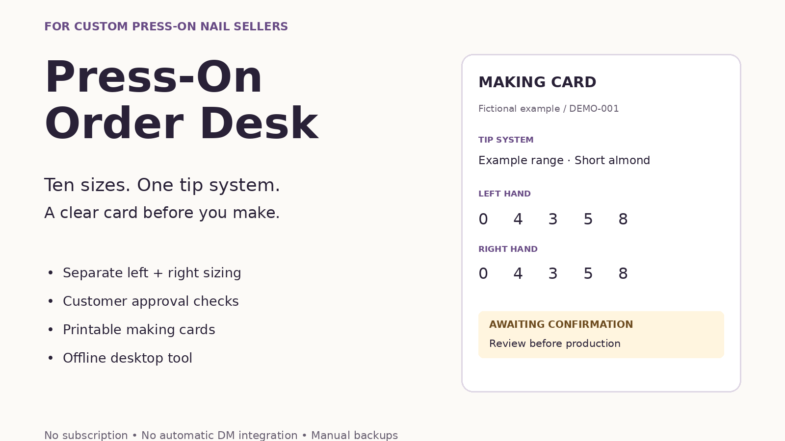 Press-On Order Desk