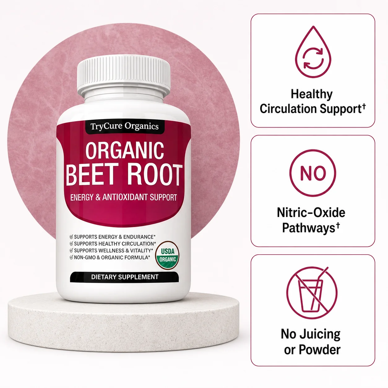 TryCure® Beet Root Capsules — Blood Pressure Support