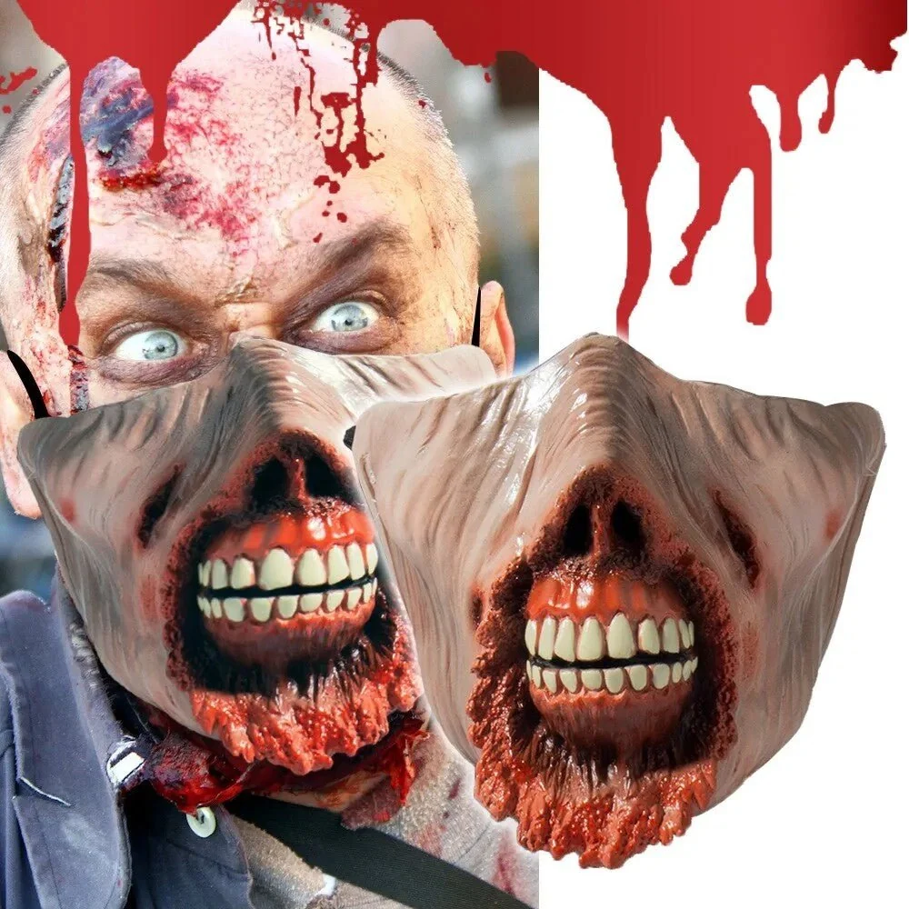 Halloween Mouth Burn And Rotten Face Latex Mask