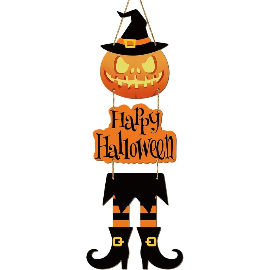 Spooky Halloween Door Wreath & Sign - Witchy Decorations