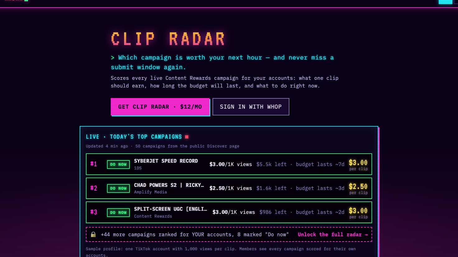 ClipNudge — Creator Campaign Radar
