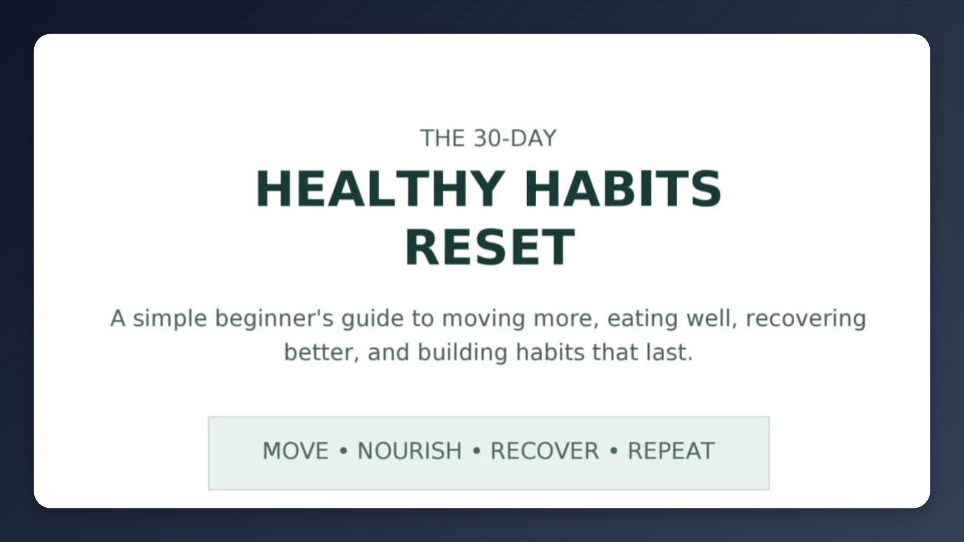 30 Days Healthy Habits Reset