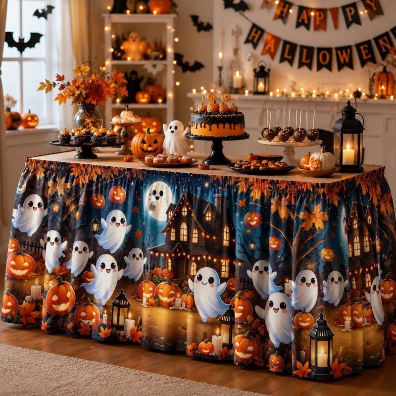 Halloween Pumpkin Gnome Round Table Skirt