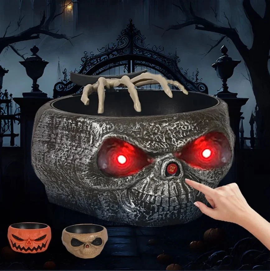 Halloween Candy Bowl Plastic Pumpkin Bowl With Motion Activated Hand, Halloween 