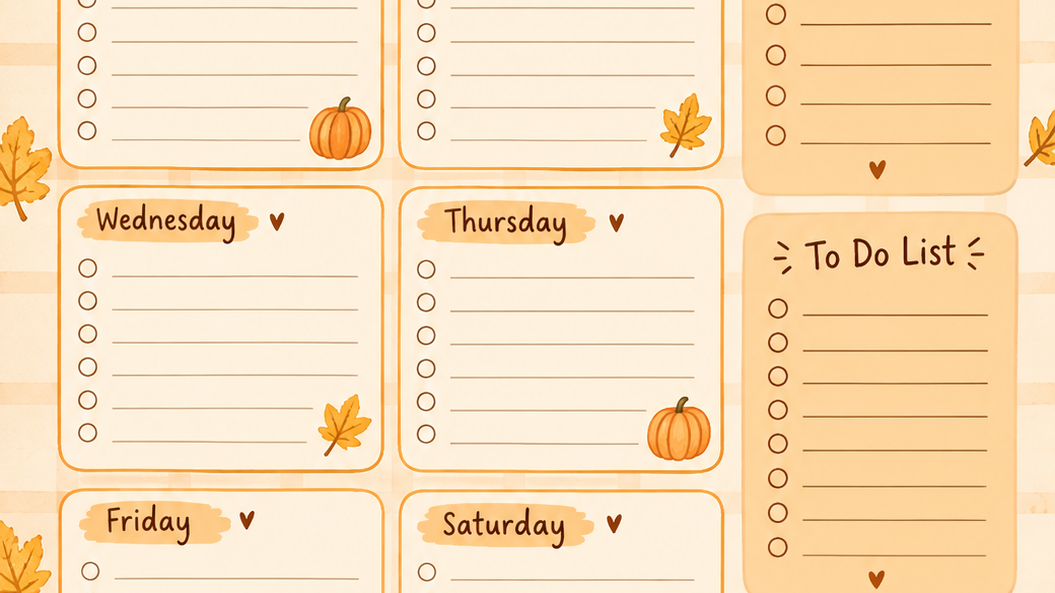 Autumn Weekly Planner Printable | Cozy Fall Weekly Schedule | Aesthetic Digital 