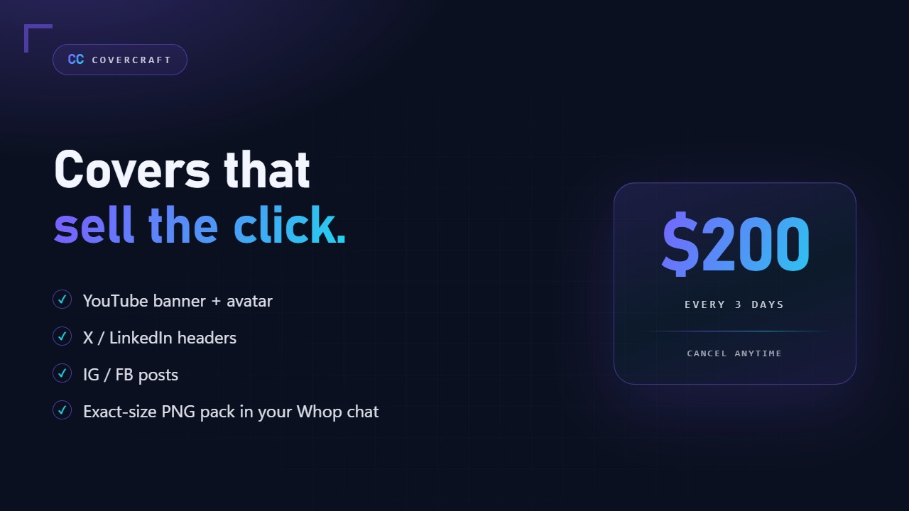 CoverCraft Cover Pack — Every 3 Days