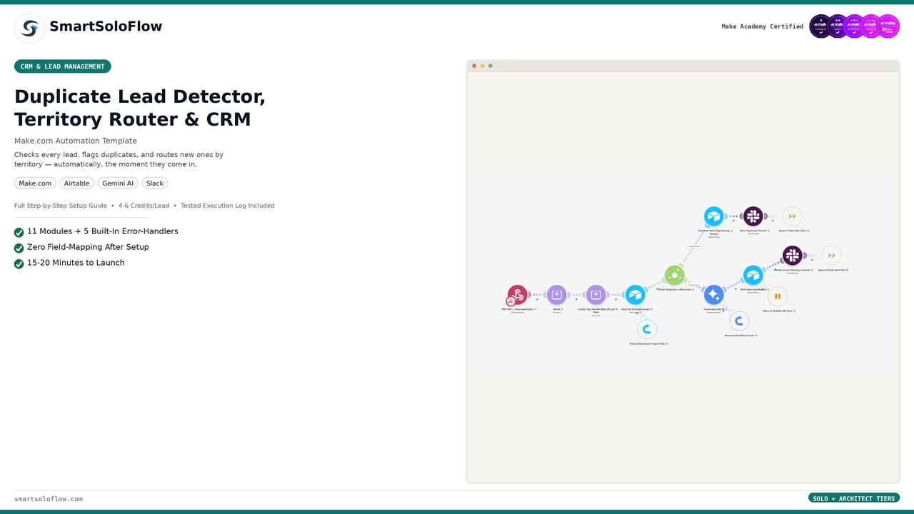 Duplicate Lead Detector & Territory Router — Guided Setup