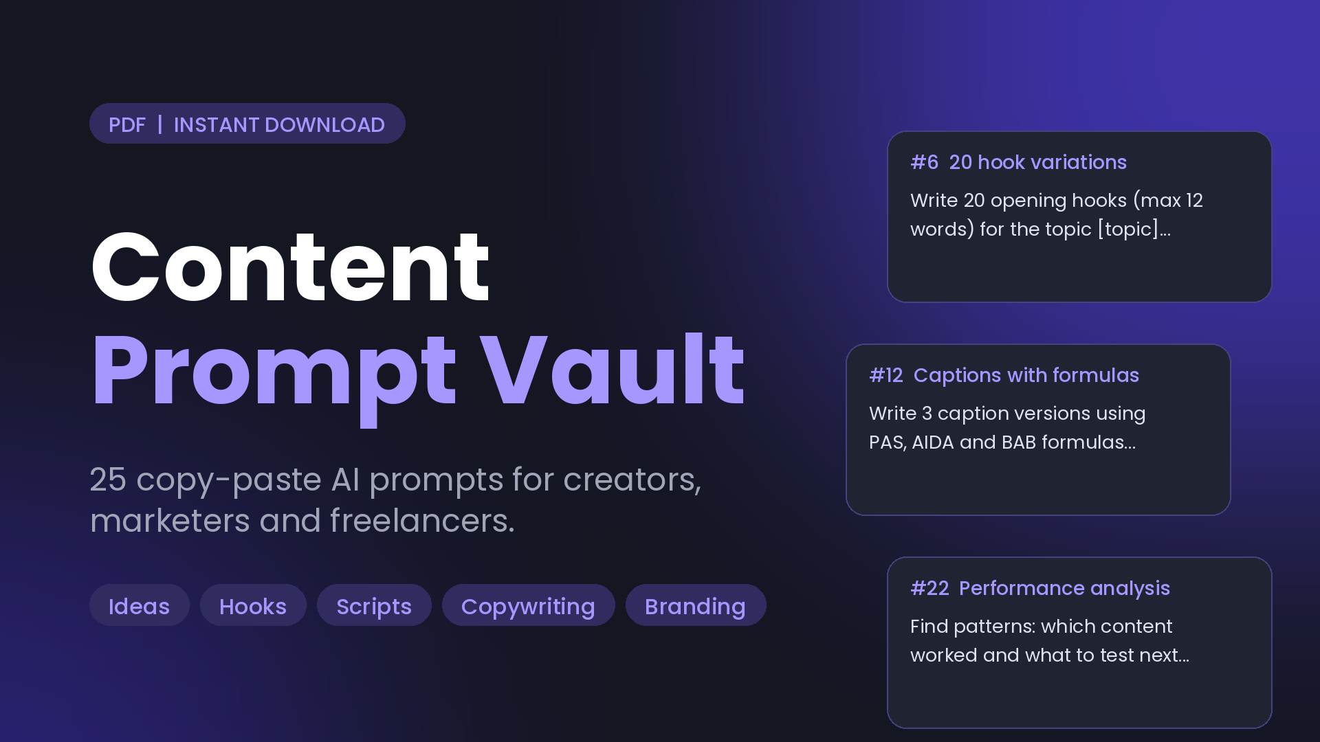 Content Prompt Vault: 25 AI Prompts for Creators & Marketers