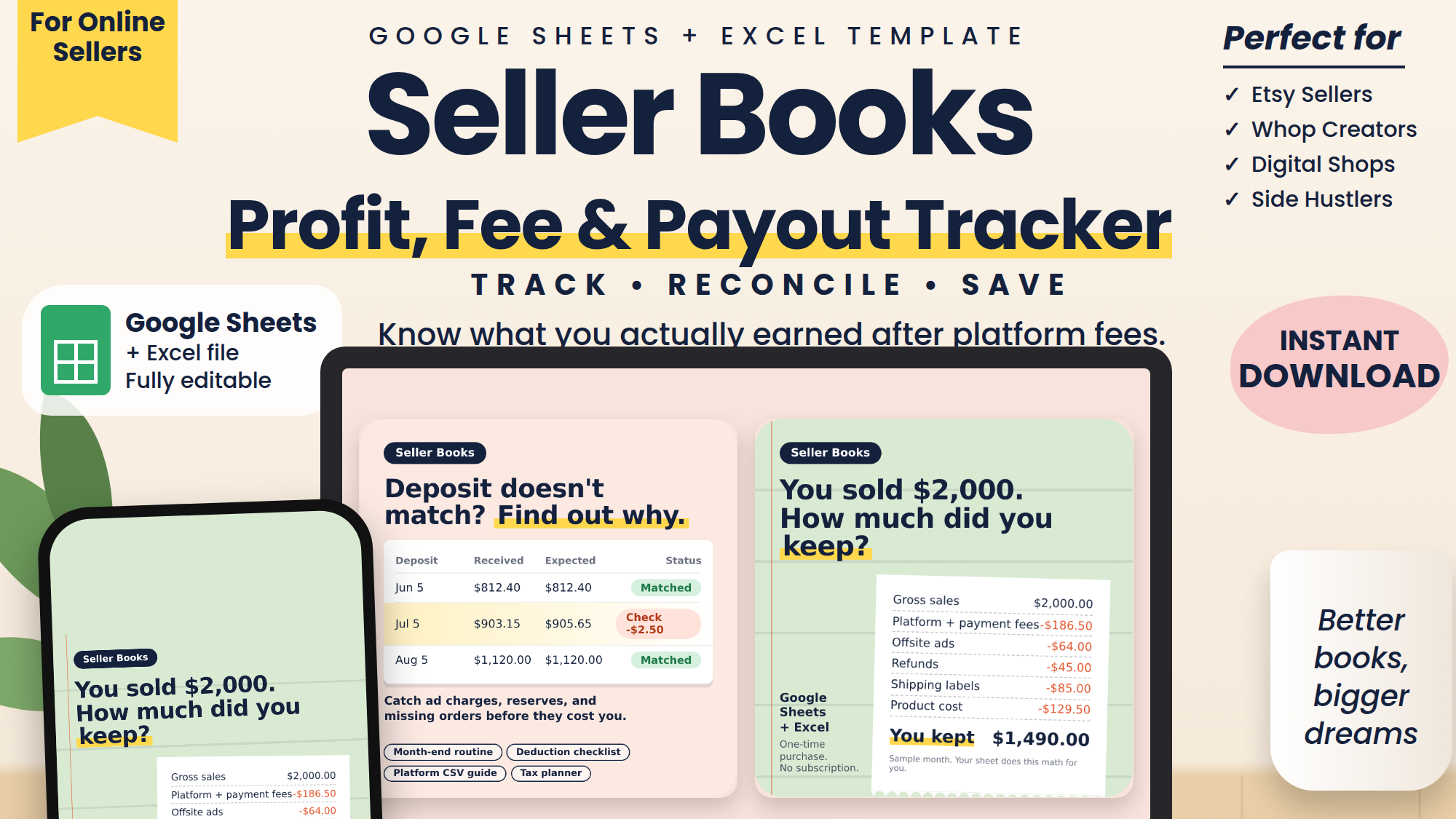 Seller Books:Profit & Payout Tracker for Online Sellers