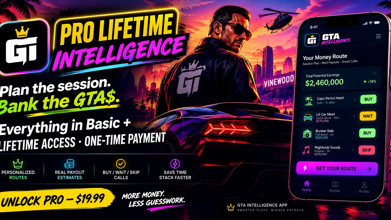 ✨ GTA Intelligence App - Free Basic + Pro Lifetime $19.99