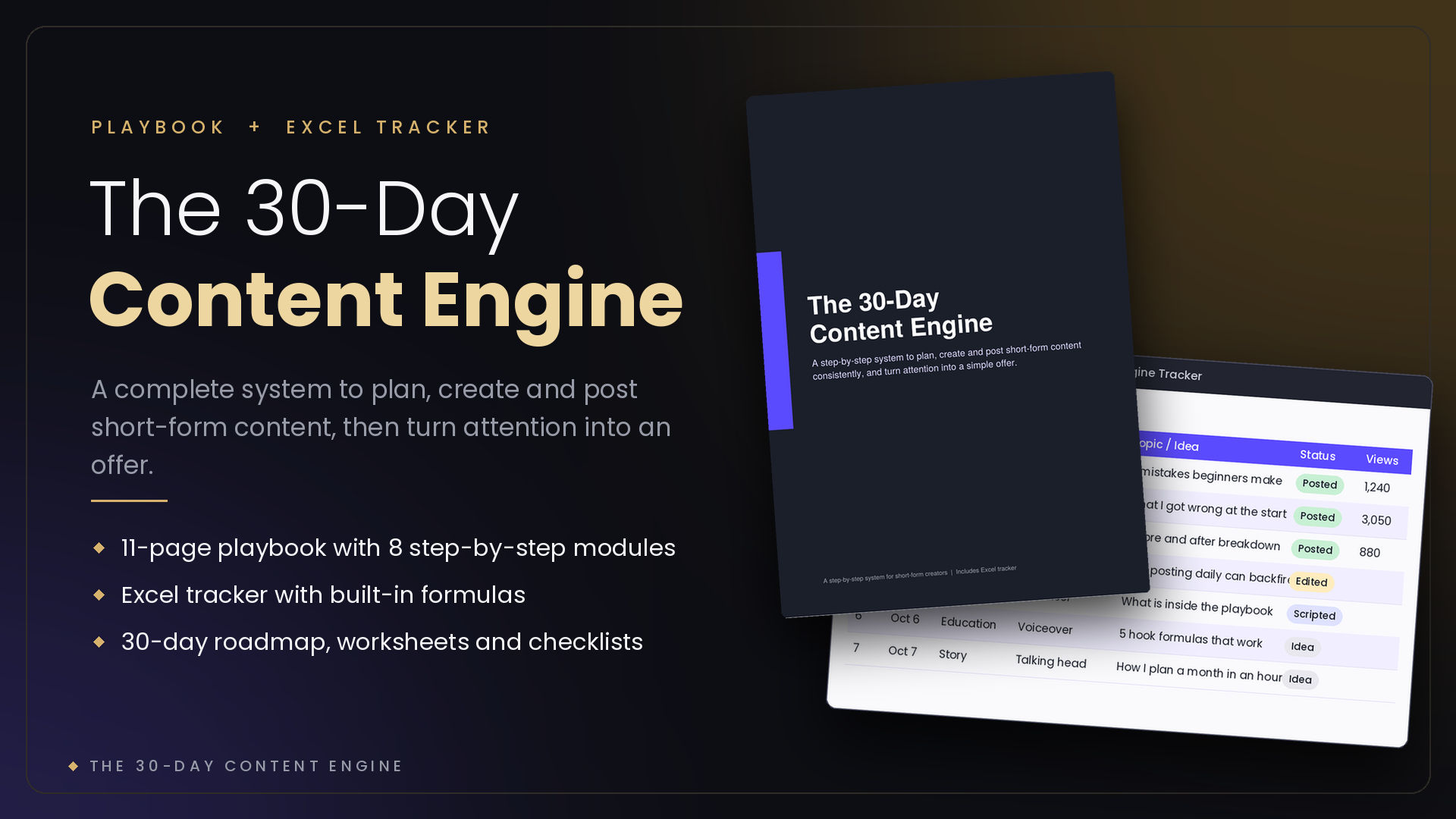 The 30-Day Content Engine: Plan, Post & Sell with Short-Form Content