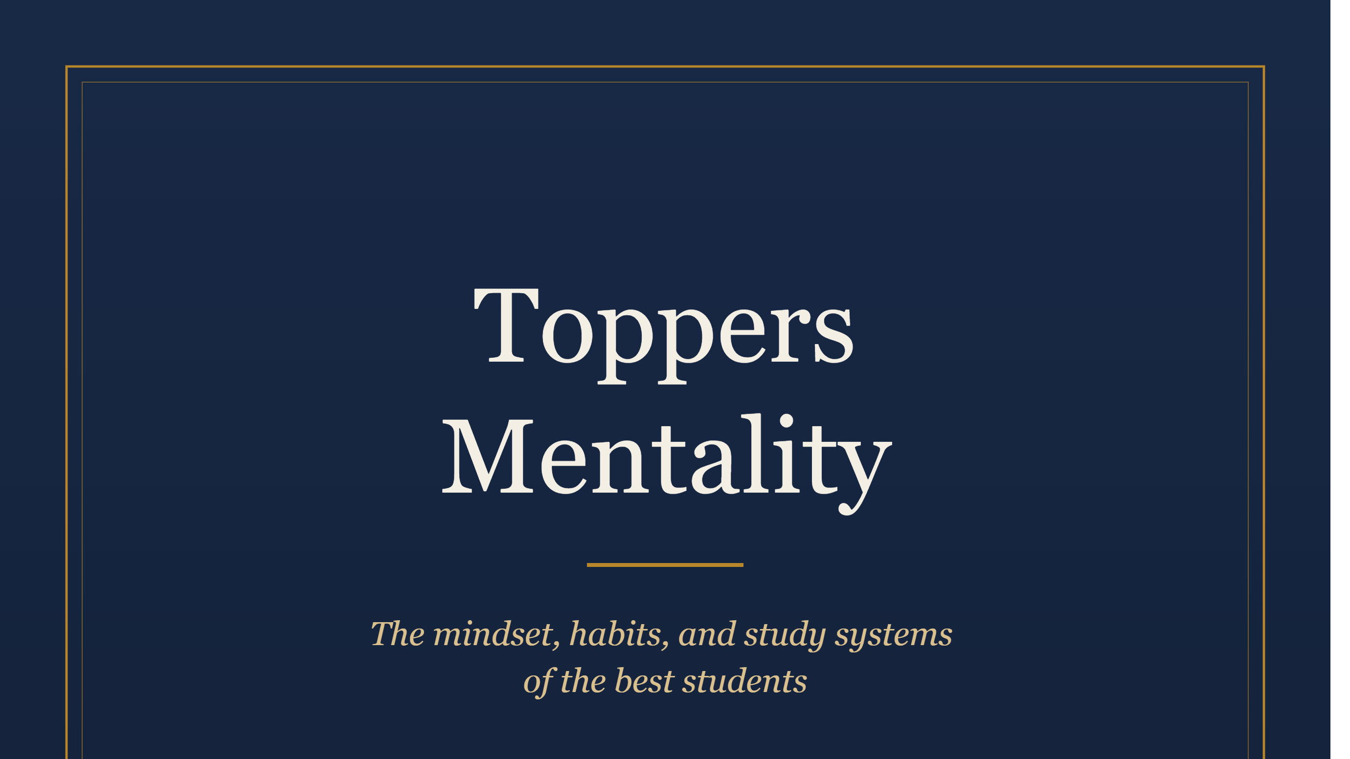 Toppers Mentality Book