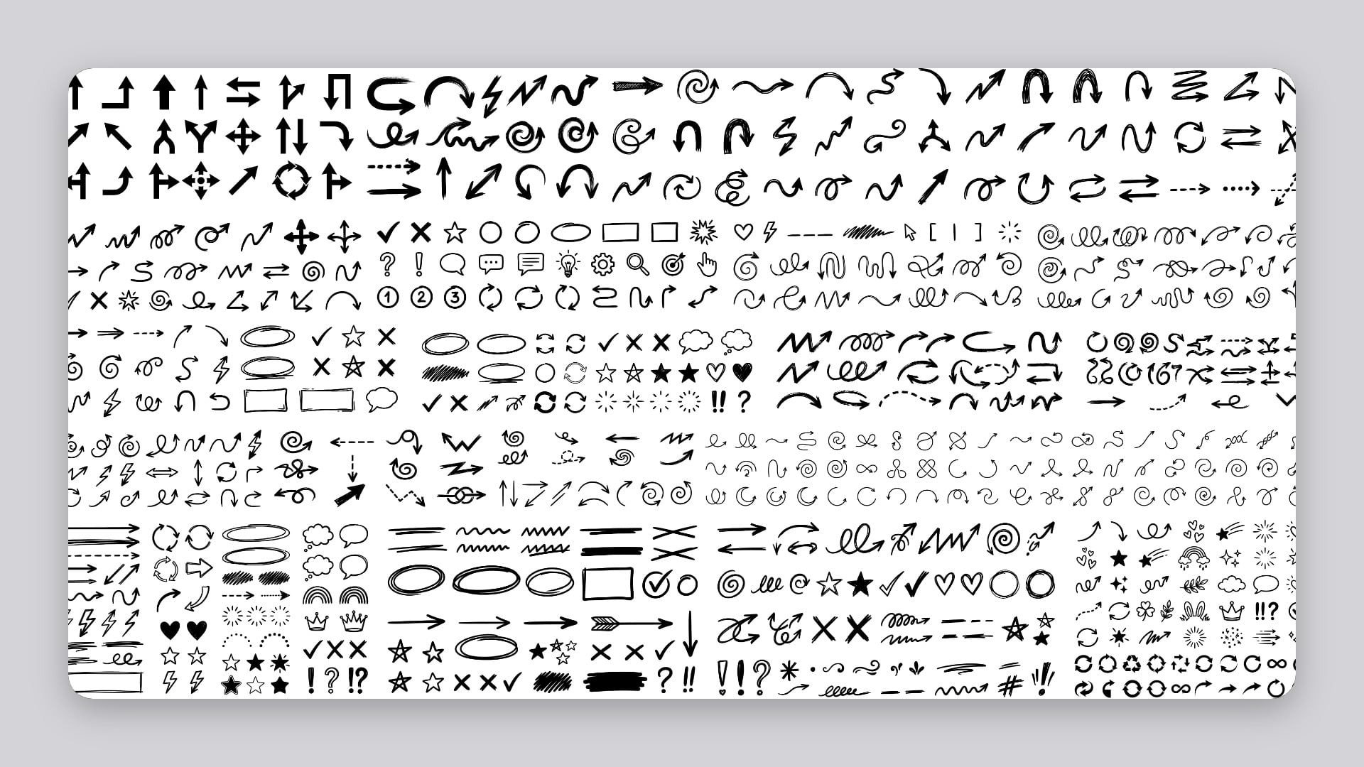 150+ Hand-Drawn Vector Arrows & Doodle Elements Pack