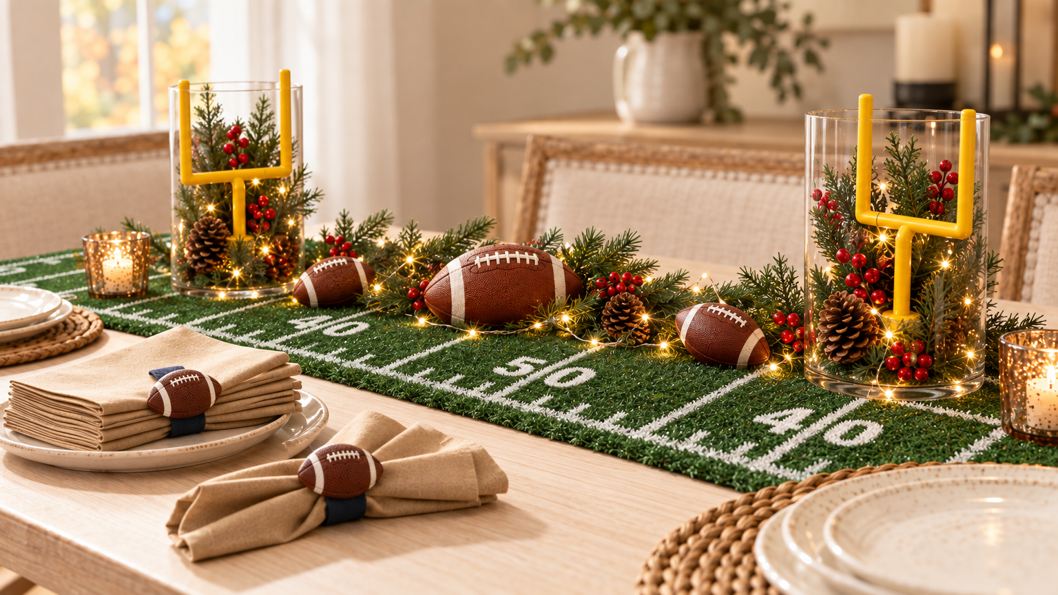 Field & Goalpost Table Runner Centerpiece