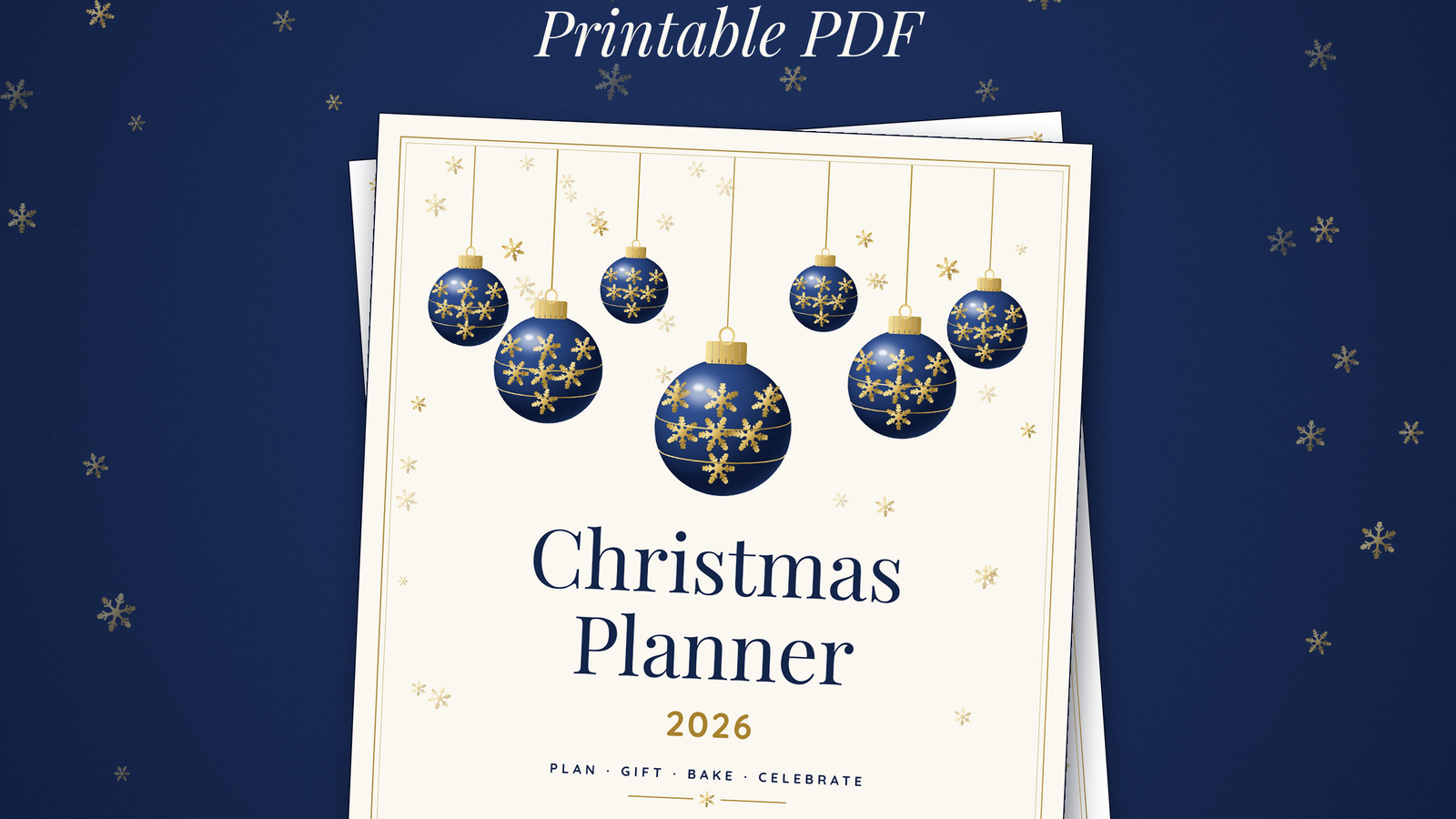 Christmas Planner 2026 · Midnight & Gold · Printable PDF