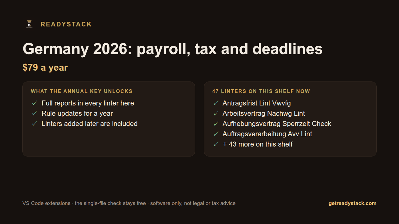 Germany 2026: payroll, tax and deadlines — rule updates and full reports, annual