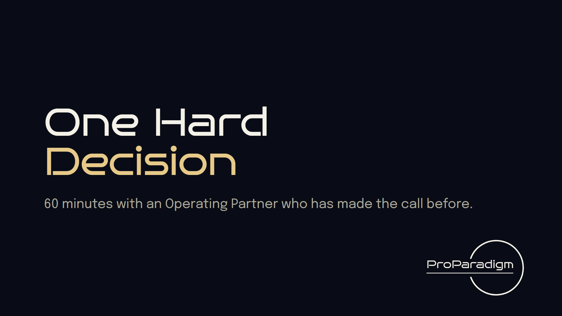 Operating Partner Consultation