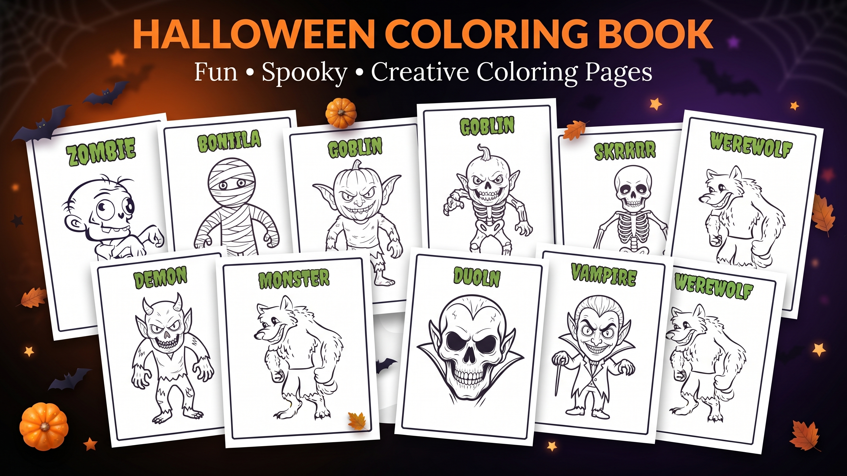 Halloween Coloring Book : 15 Spooky Printable Pages for Kids