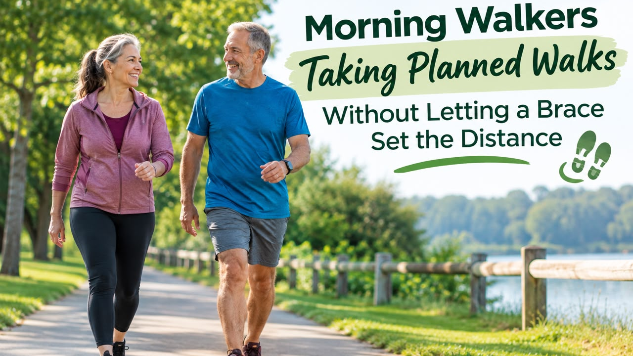 Morning Walkers Taking Planned Walks Without Letting a Brace Set the Distance