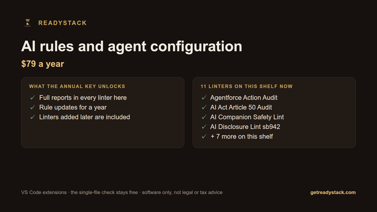 AI rules and agent configuration — rule updates and full reports, annual