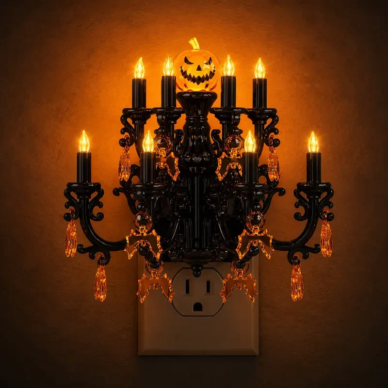 Chandelier Candle Night Light Rotatable with Dusk
