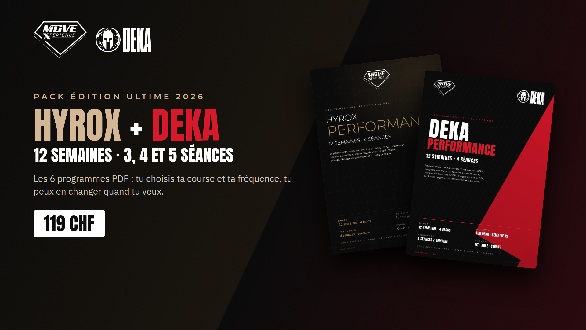 Pack HYROX + DEKA · 12 semaines · 6 programmes