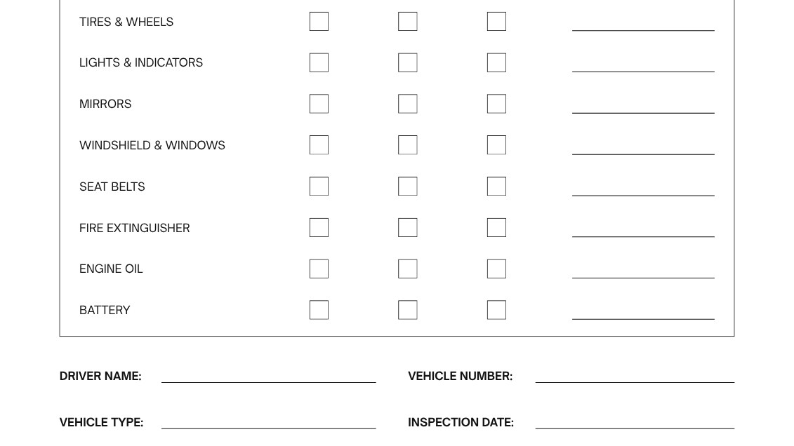 Monthly Car Inspection Checklist Maintenance Printable instant download