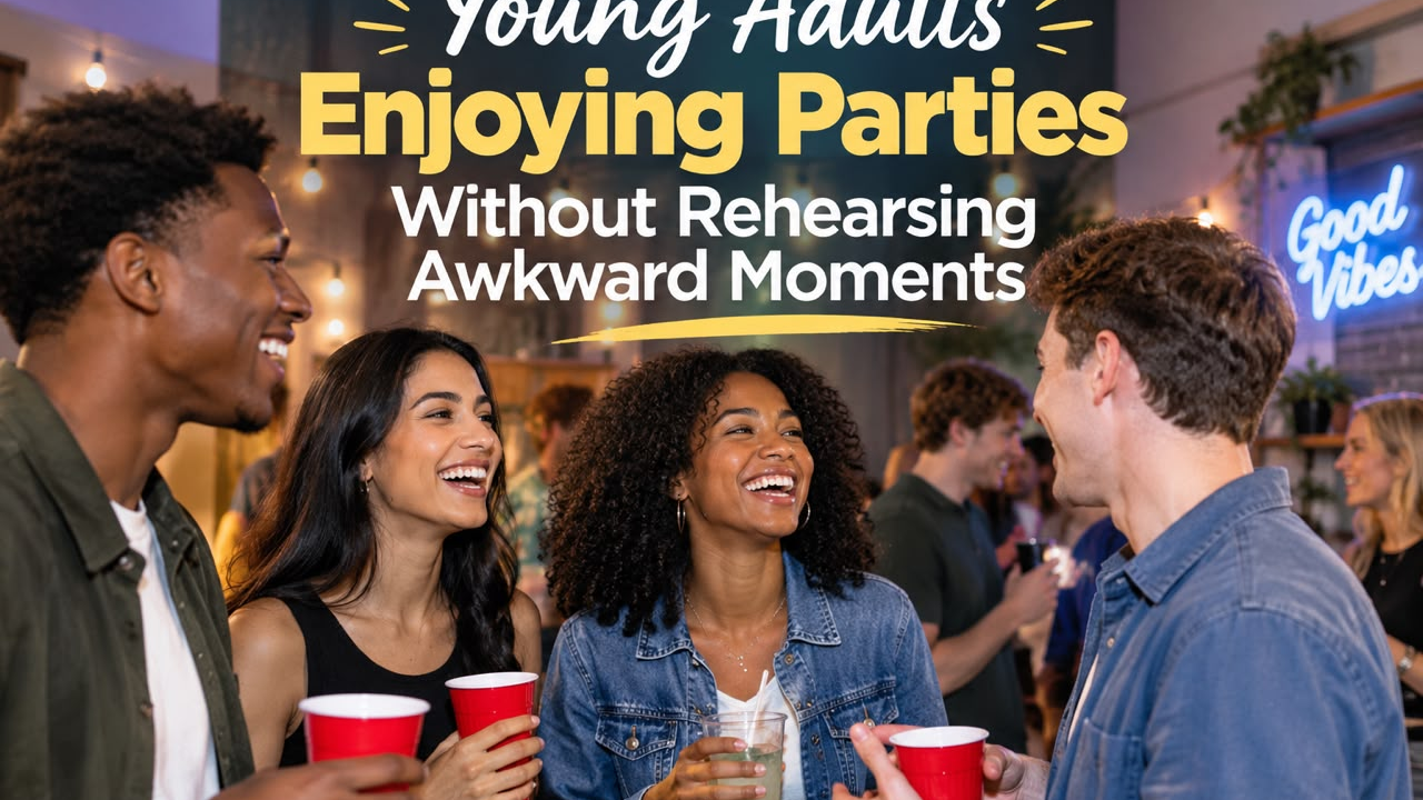 Young Adults Enjoying Parties Without Rehearsing Awkward Moments