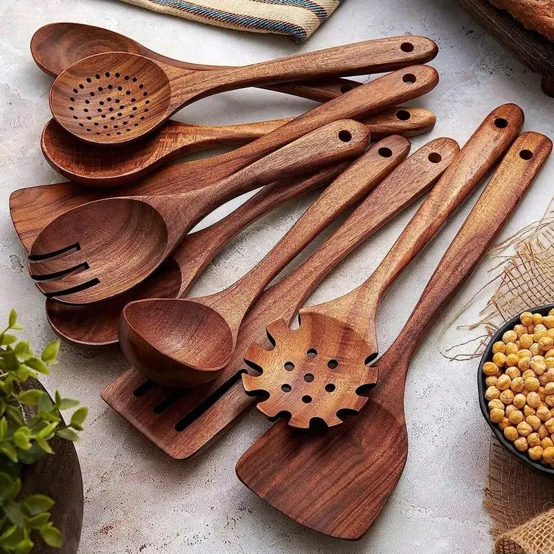 5Pcs Solid Wood Cooking Utensils Set