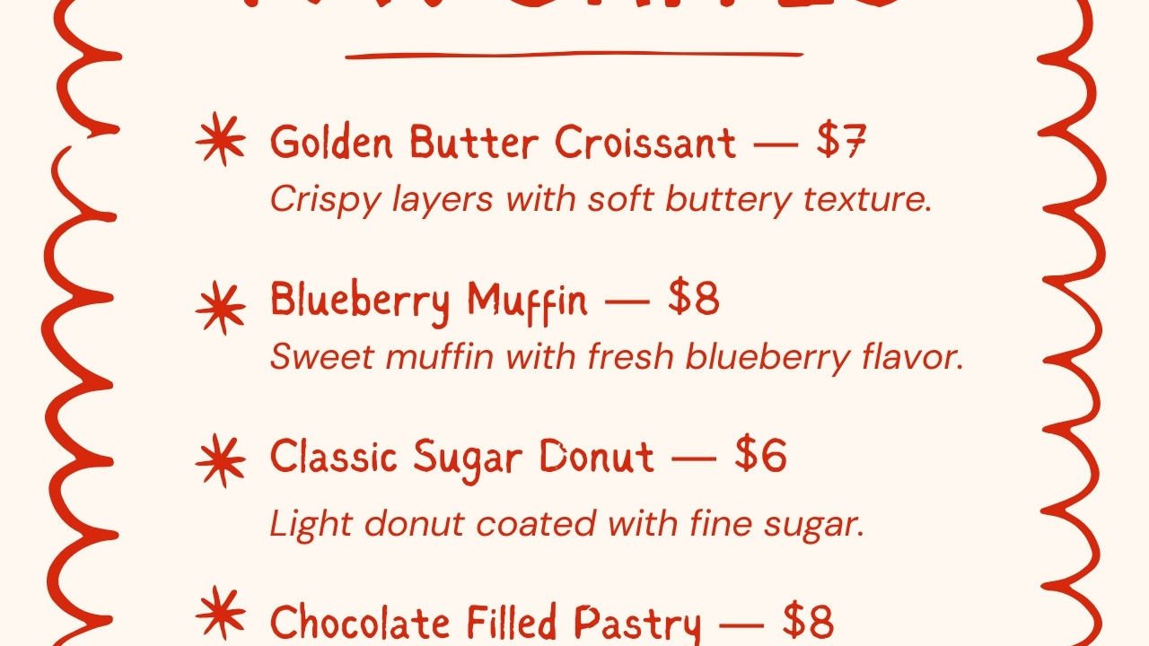 Editable Bakery Menu Template – Instant Digital Download