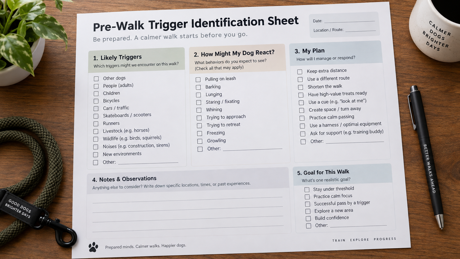 Pre-Walk Trigger Identification Sheet