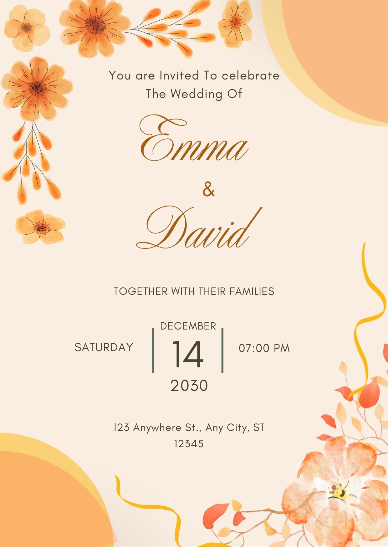 Boho Peach wedding invitation 
