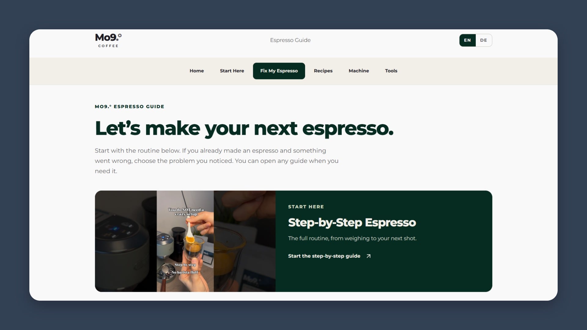 Mo9.° Espresso Guide