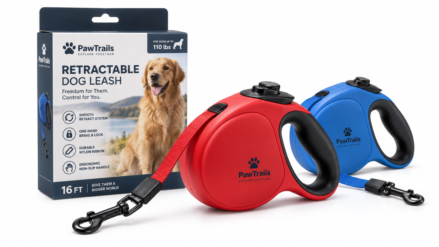 Automatic Retractable Dog Leash - Dual Size Options with Brake & Lock Safety Sys