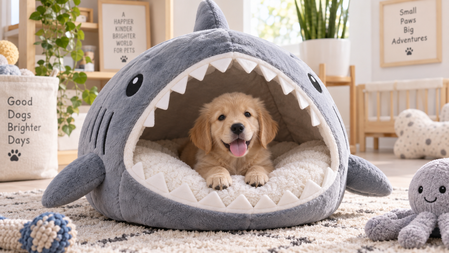 Luxury Plush Shark Pet Bed
