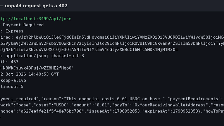 x402 Paid API Starter Kit — Charge AI Agents Per API Call