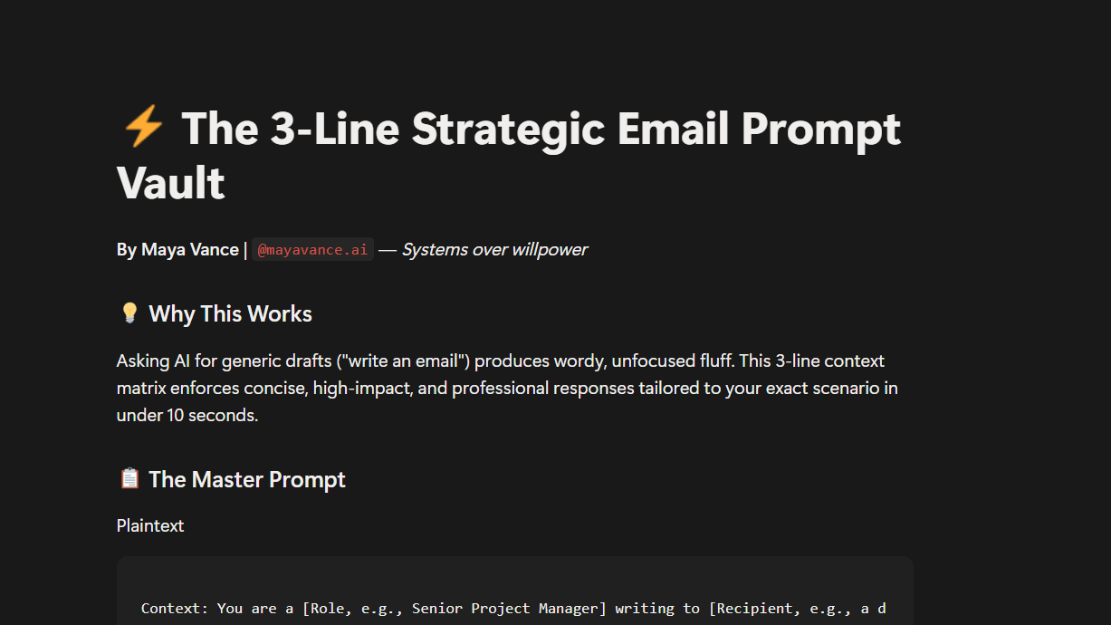 The 3-Line Strategic Email Prompt Vault