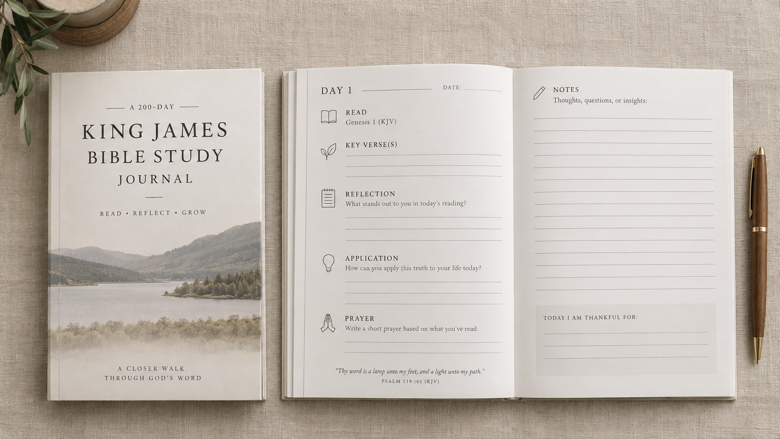 A printable 200-day King James Bible study journal