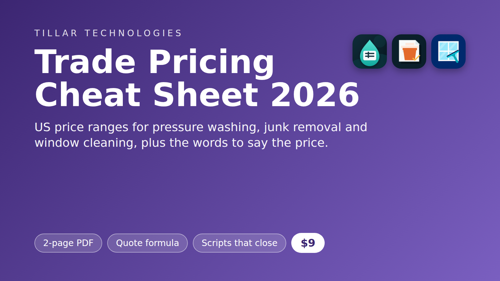 Trade Pricing Cheat Sheet 2026