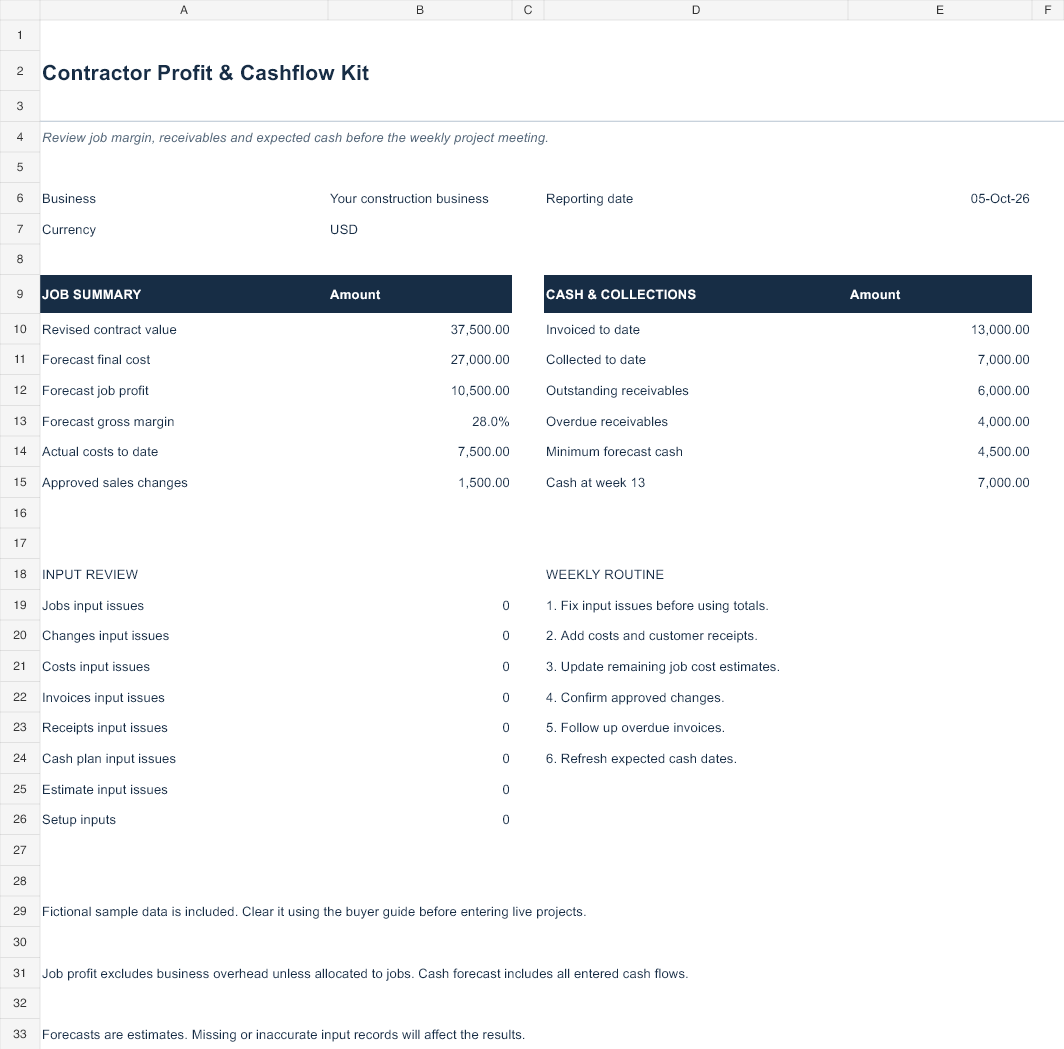 Contractor Profit & Cashflow Kit