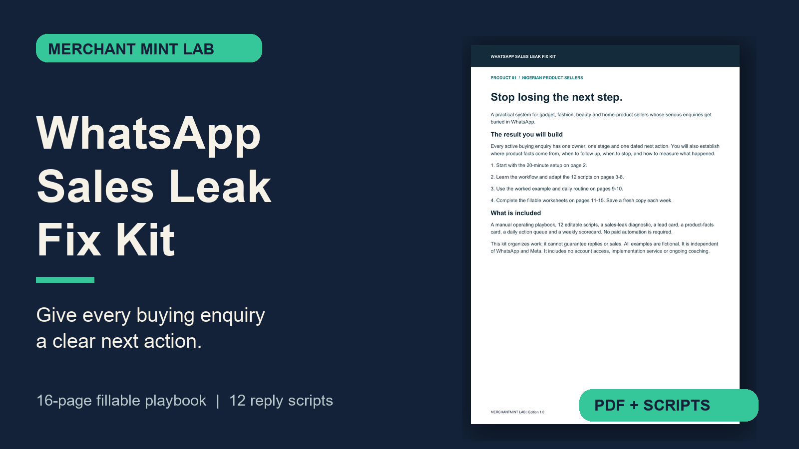 WhatsApp Sales Leak Fix Kit