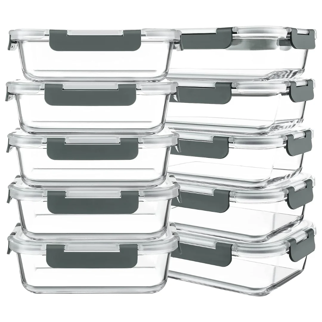 10-Piece Glass Meal Prep Containers