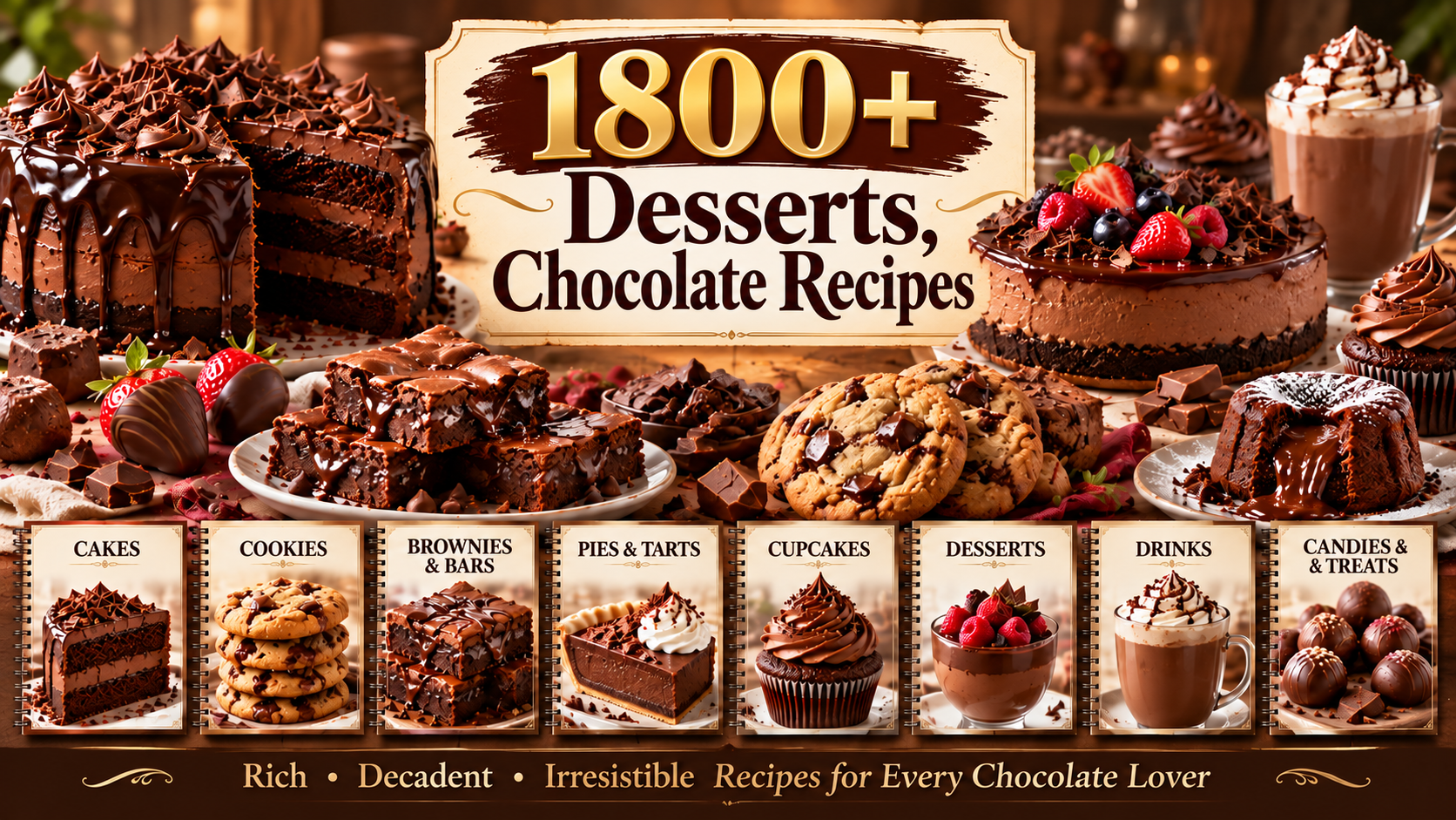 1800+ Desserts, Chocolate Recipes - Ultimate Cookbook (Offer Ends Today)