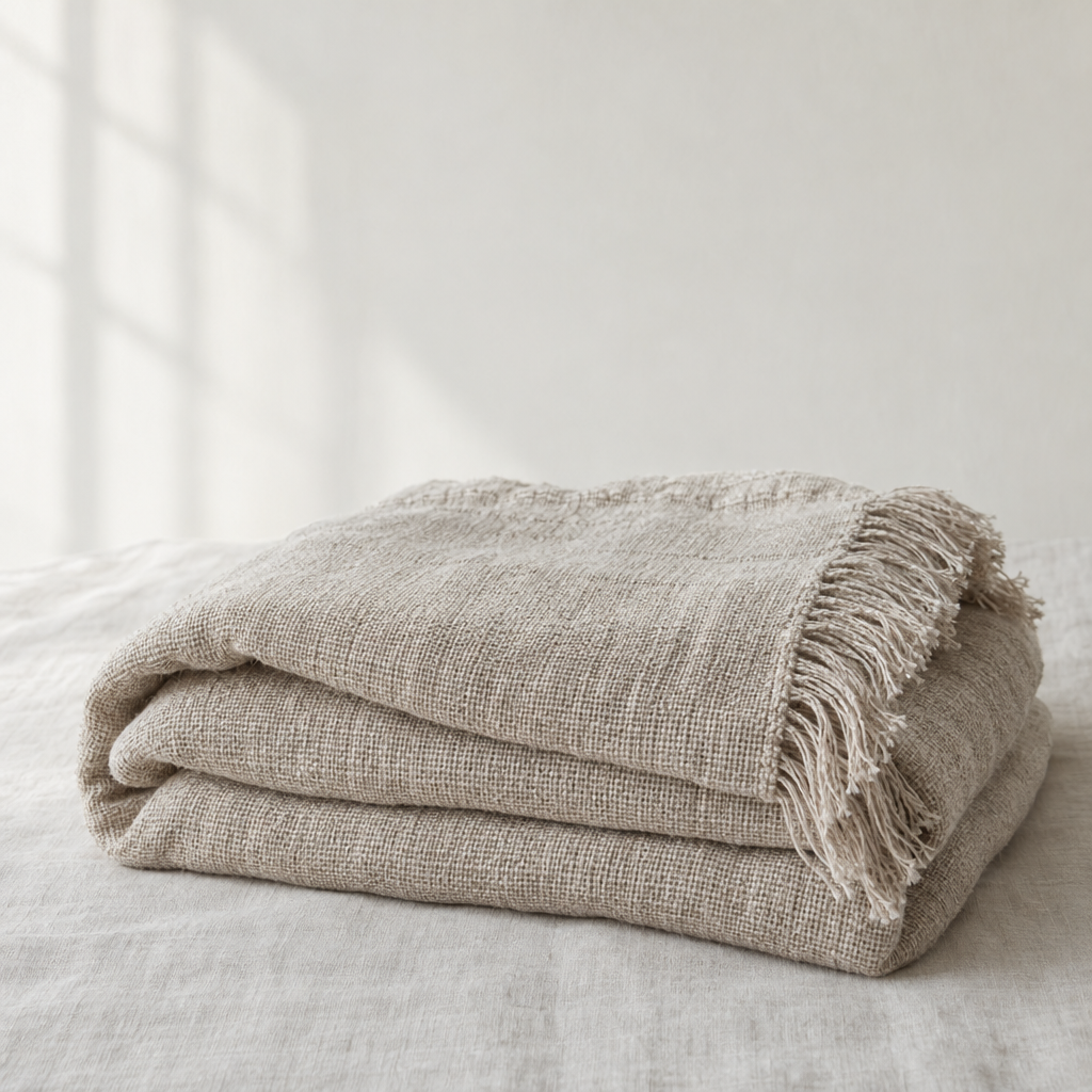 Oatmeal Linen Throw