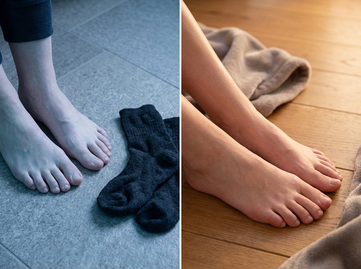 Before and after feet circulation