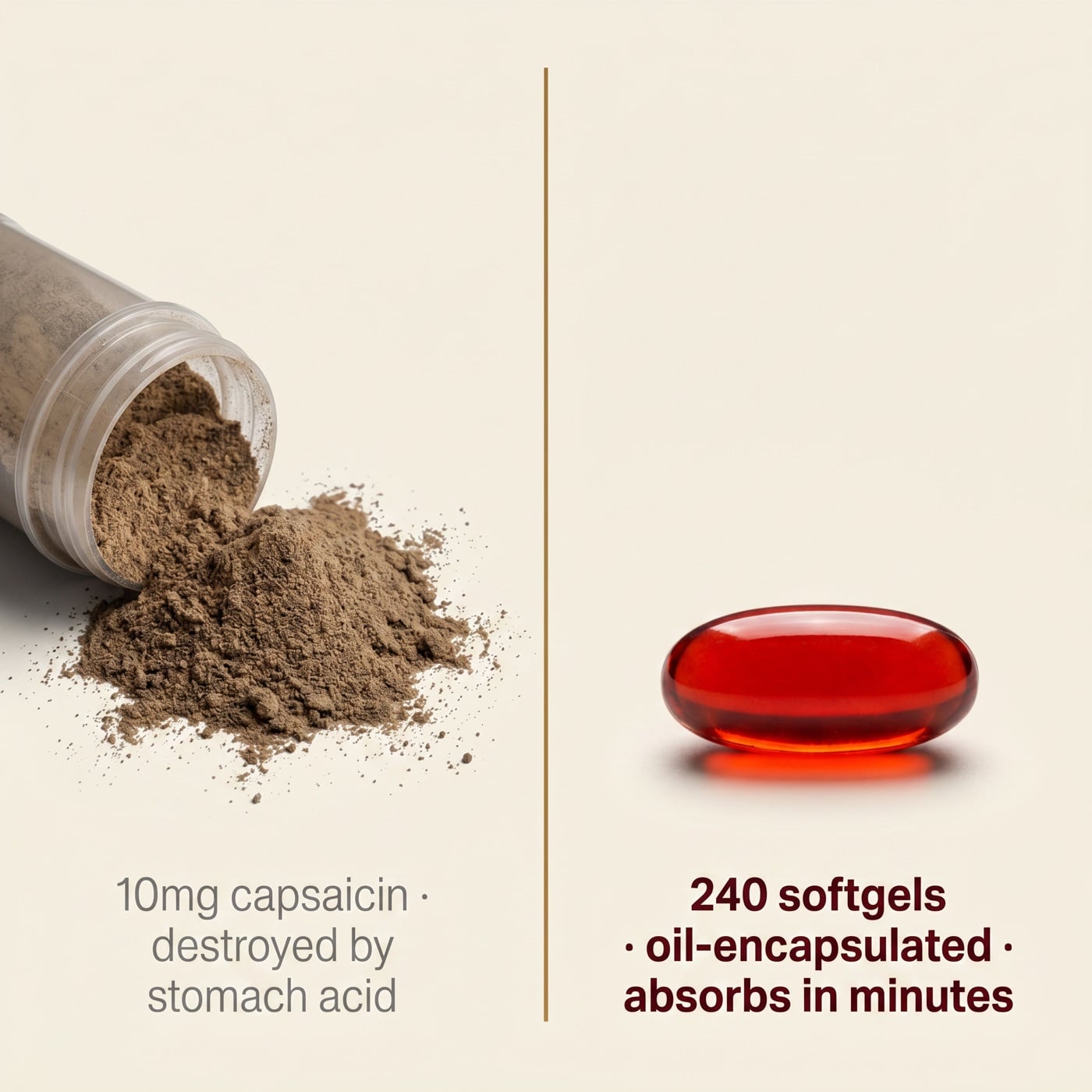 Grocery store cayenne powder vs concentrated GetJacked softgel