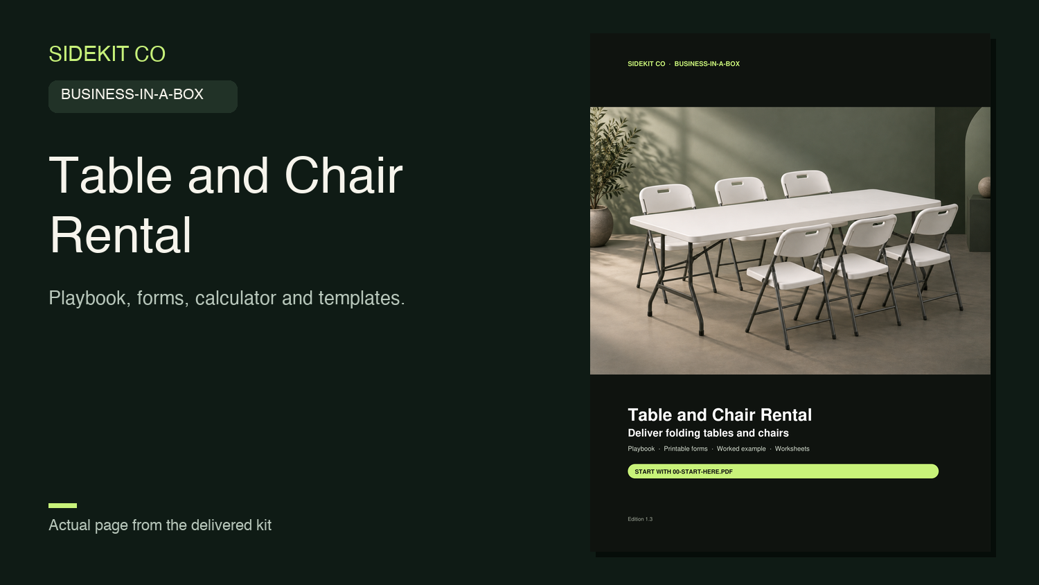 Table and Chair Rental Business-in-a-Box
