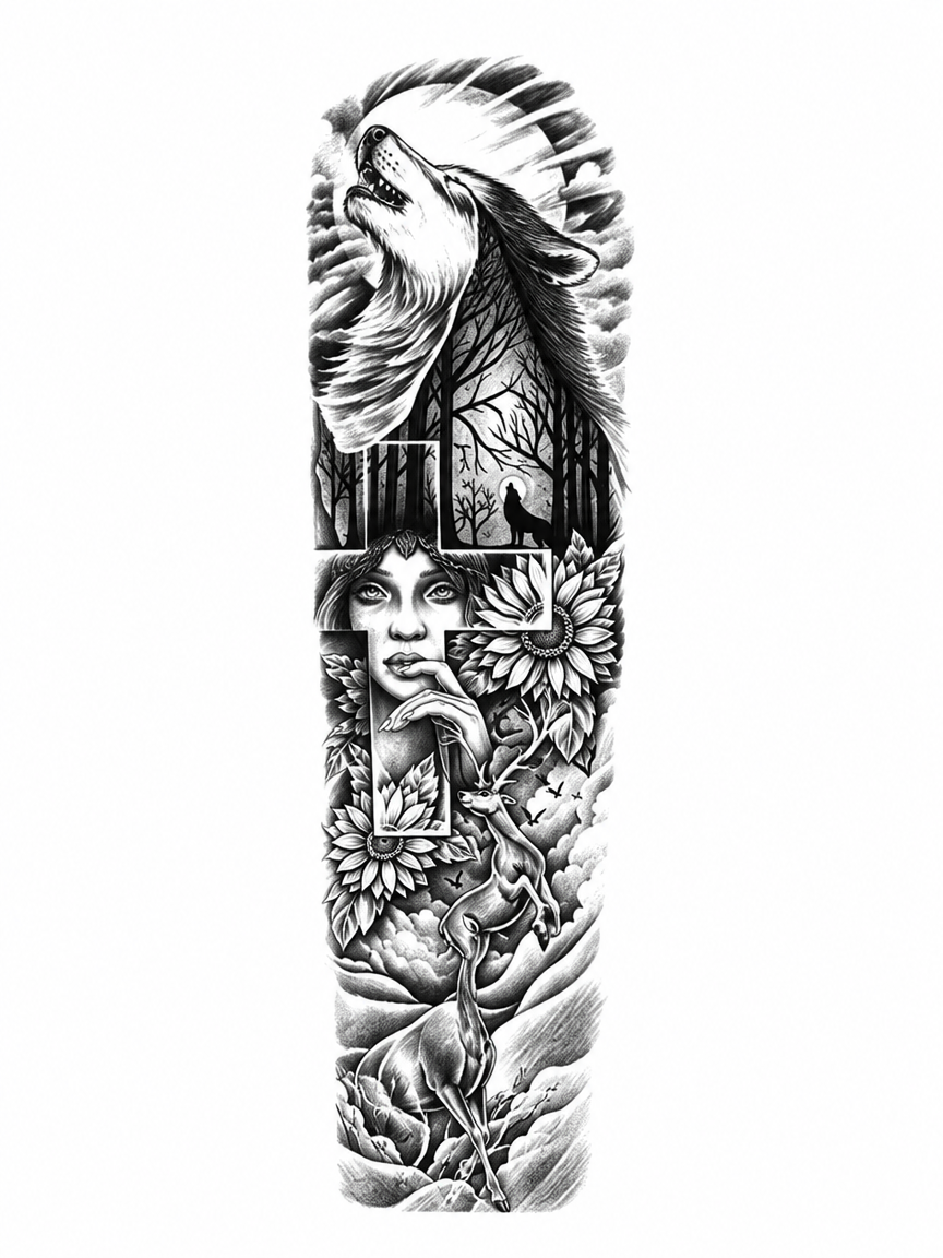 Howling Wolf Forest Full Sleeve