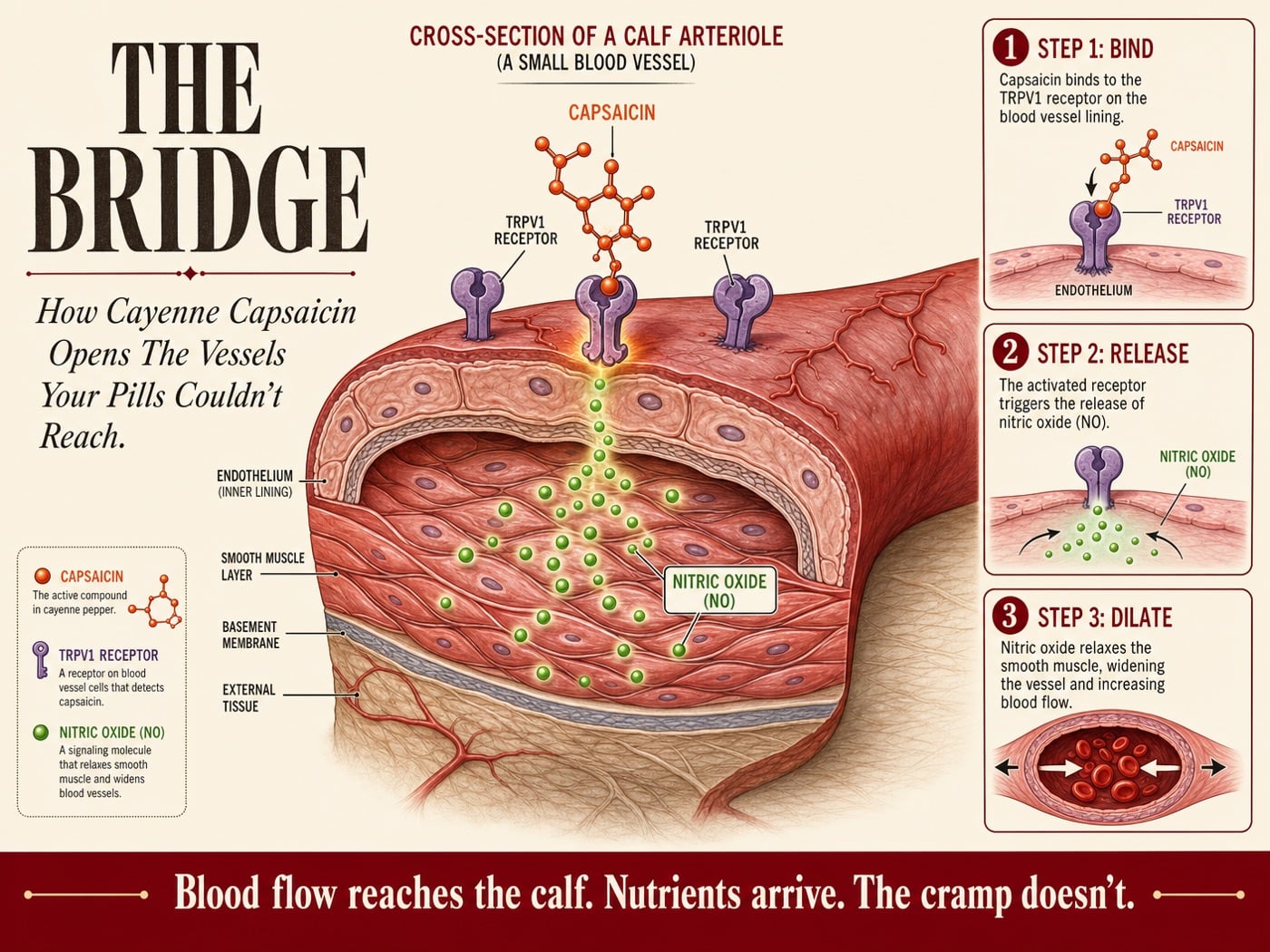 TRPV1 receptor activation by capsaicin triggering eNOS and nitric oxide release in the endothelium